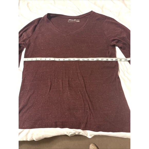 Women’s Eddie Bauer Long Sleeve V- Neck T Shirt In Maroon - Picture 5 of 8